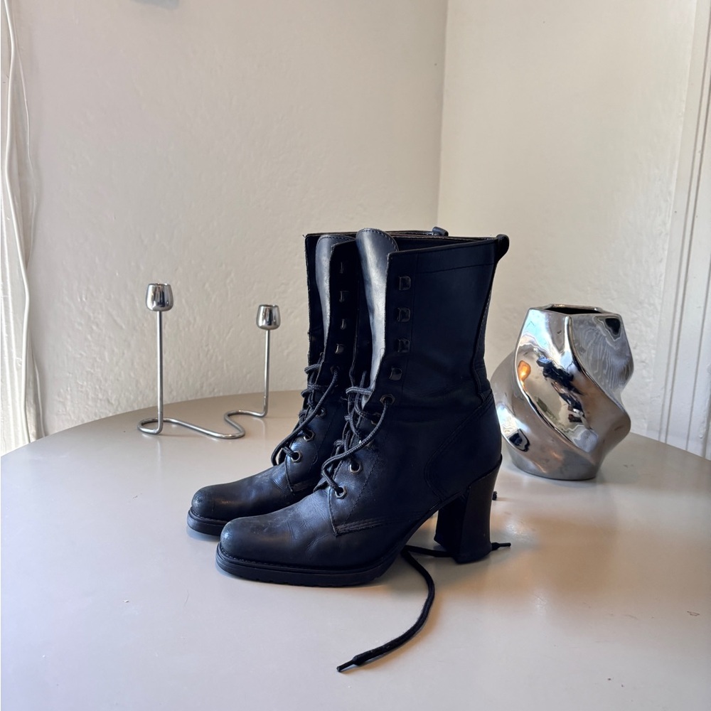 90s Black Leather Women's Boots